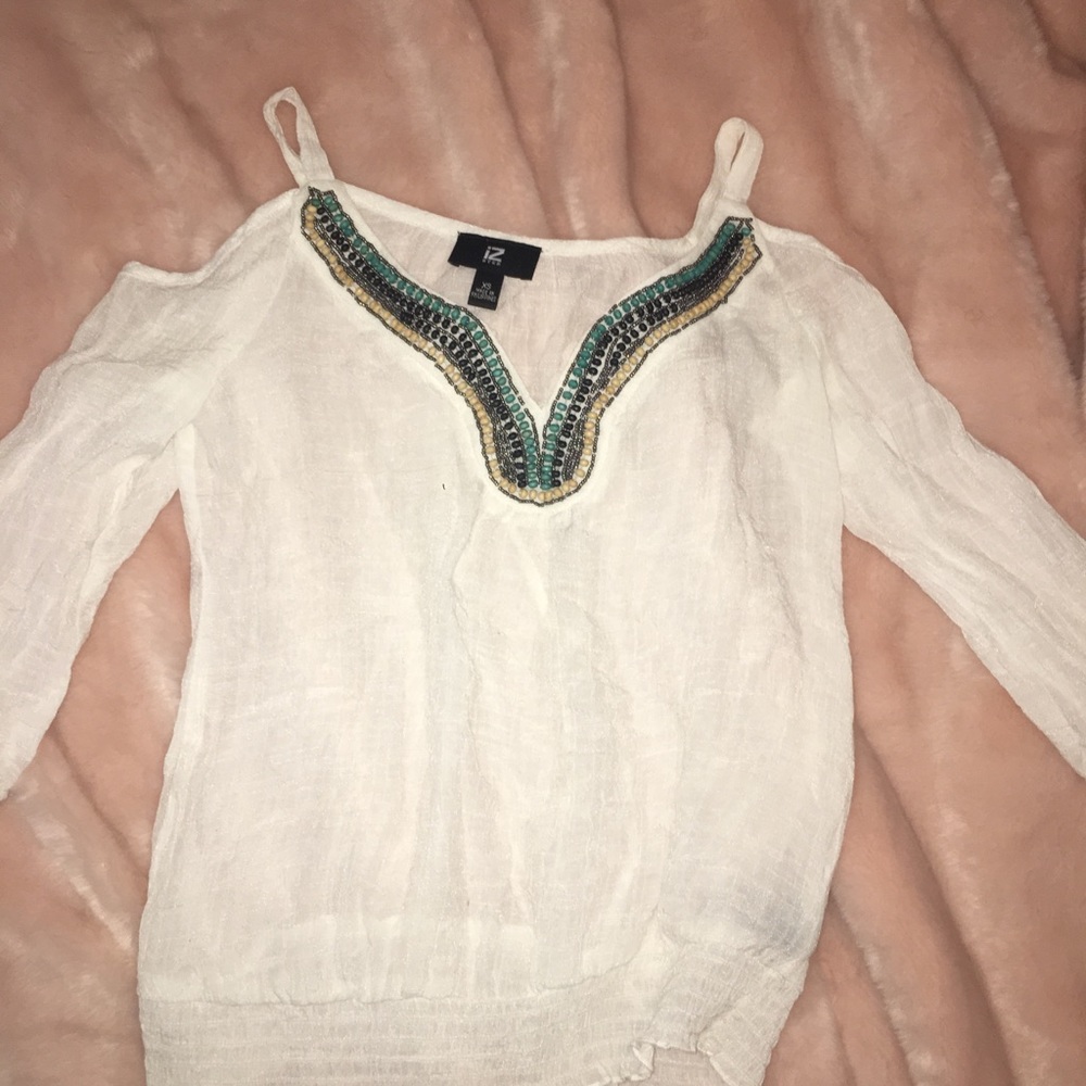 Three quarter length sleeve white shirt!